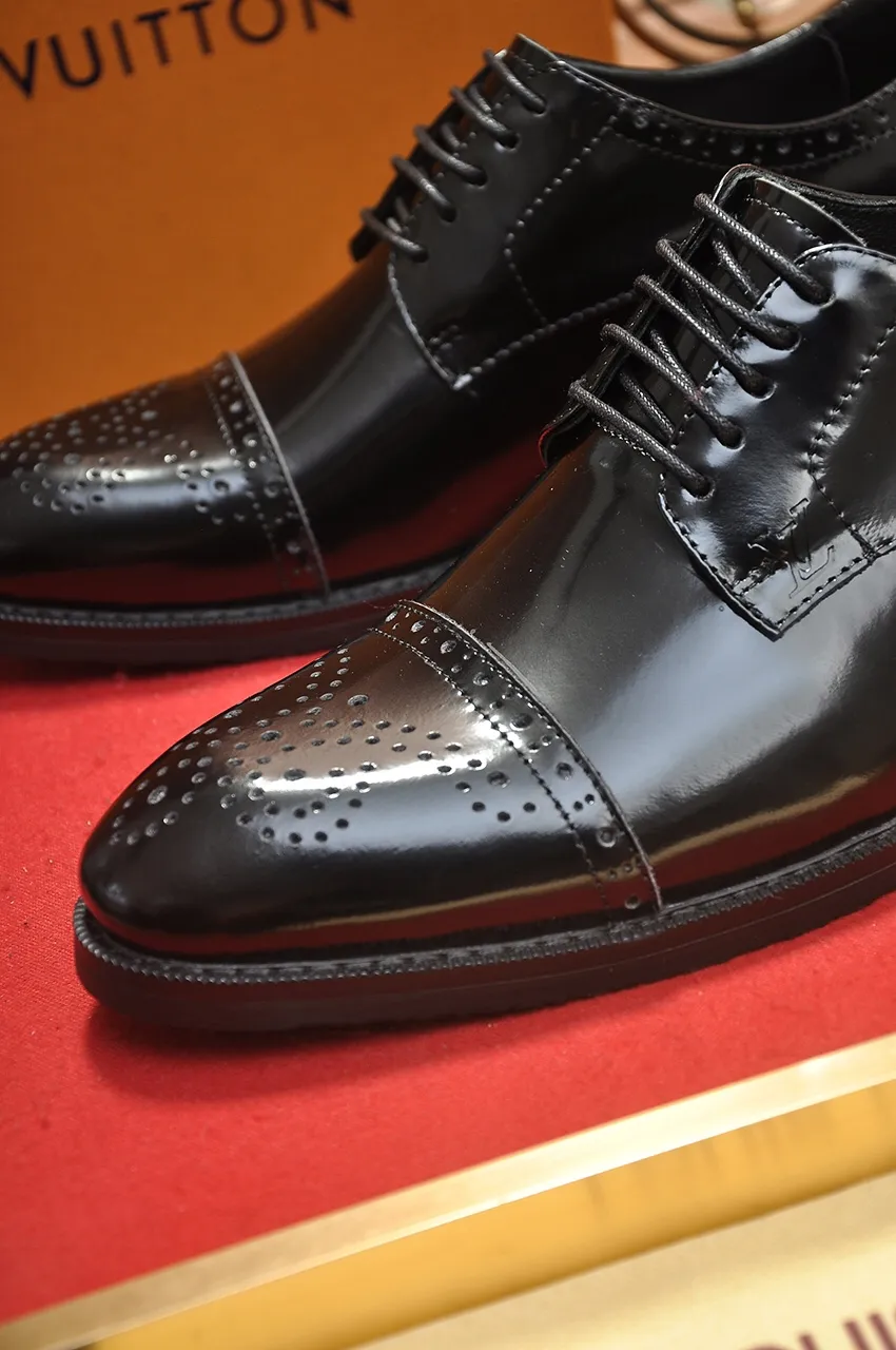 Men's shoes💰460💶【LOUIS VUITTON】(sheepskin lining) new cowhide LV formal shoes🎩🎩❗️🆘made one to one at the counter🎩original quality, imported cowhide upper➕full sheepskin lining➕original rubber outsole, {high quality visible}👣Size: 38-45 (45 custom-made)